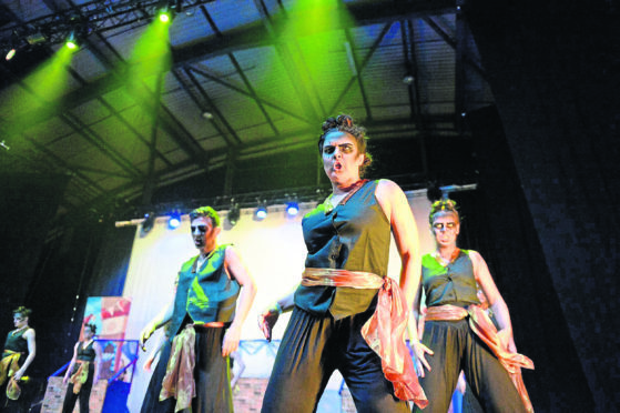 Inverurie Academy taking part in the Rock Challenge.