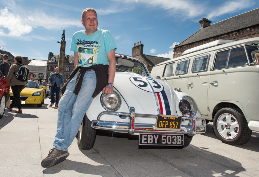 Grant Hodgson from Inverness with his Herbie VW Beetle.

Picture by Jason Hedges