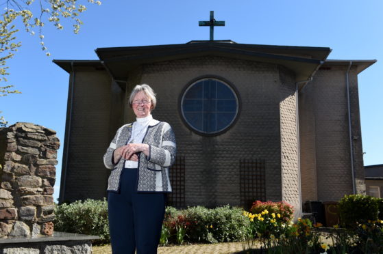 Reverend Flora Munro outside Garthdee Parish Church