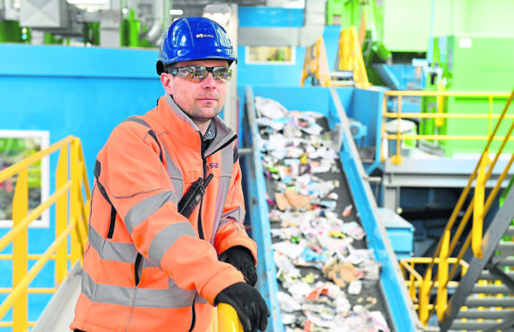 Colin Forshaw at Aberdeen's recycling plant which recycles a range of waste material from our daily lives