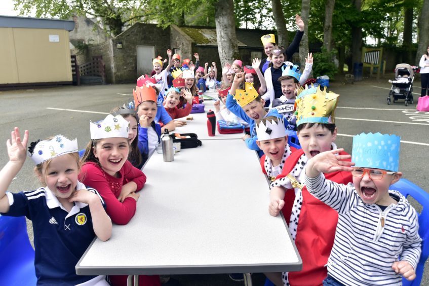 Youngsters from King Edward Primary ready for their street party.