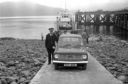 The late Inspector D.A. Morrison, Portree, with the first police vehicle to land on the Island of Raasay, 9th July 1975. Photo by: Northern Constabulary Museum Facebook