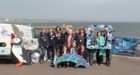 Children from Kirkhill Primary with dolphin Oceana at the Torry Battery