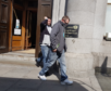 Mack, left, and Mcleod, right, leaving Aberdeen Sheriff Court yesterday