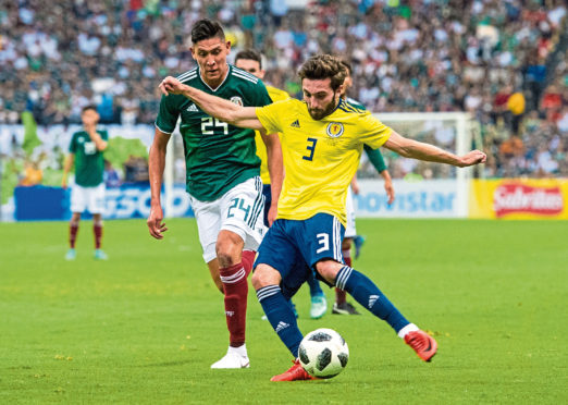 Graeme Shinnie made his first start for Scotland against Mexico.