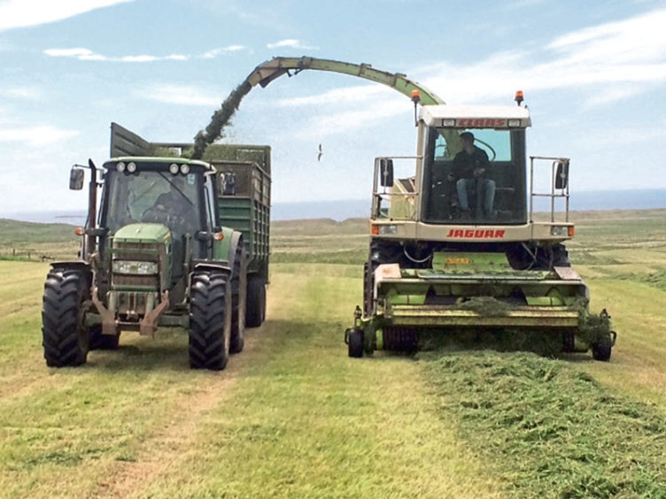 Raymond Garrick sent this picture of R GARRICK Agri services taking in a good first cut this week for the dairy herd at Quendale Farm, Shetland.