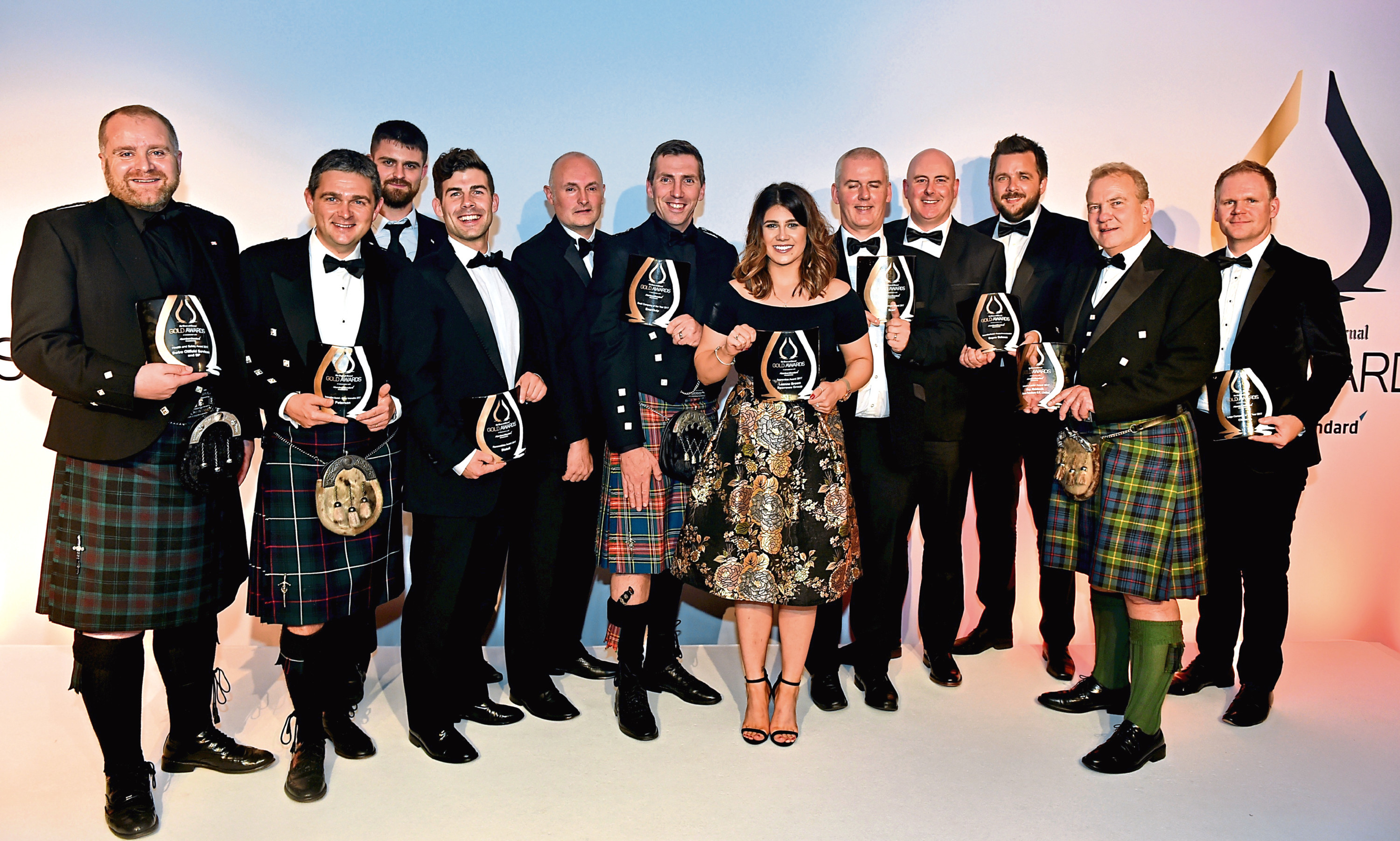 The winners with their trophies from last year’s Press and Journal Gold Awards which recognise talent from across the oil and gas industry