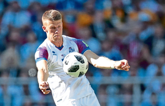 Burnley's Johann Berg Gudmundsson in action for Iceland during the 1-1 draw with Argentina in the World Cup last weekend