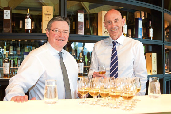 The Macallan managing director Scott McCroskie, left, and Ian Curle, chief executive of Edrington Group