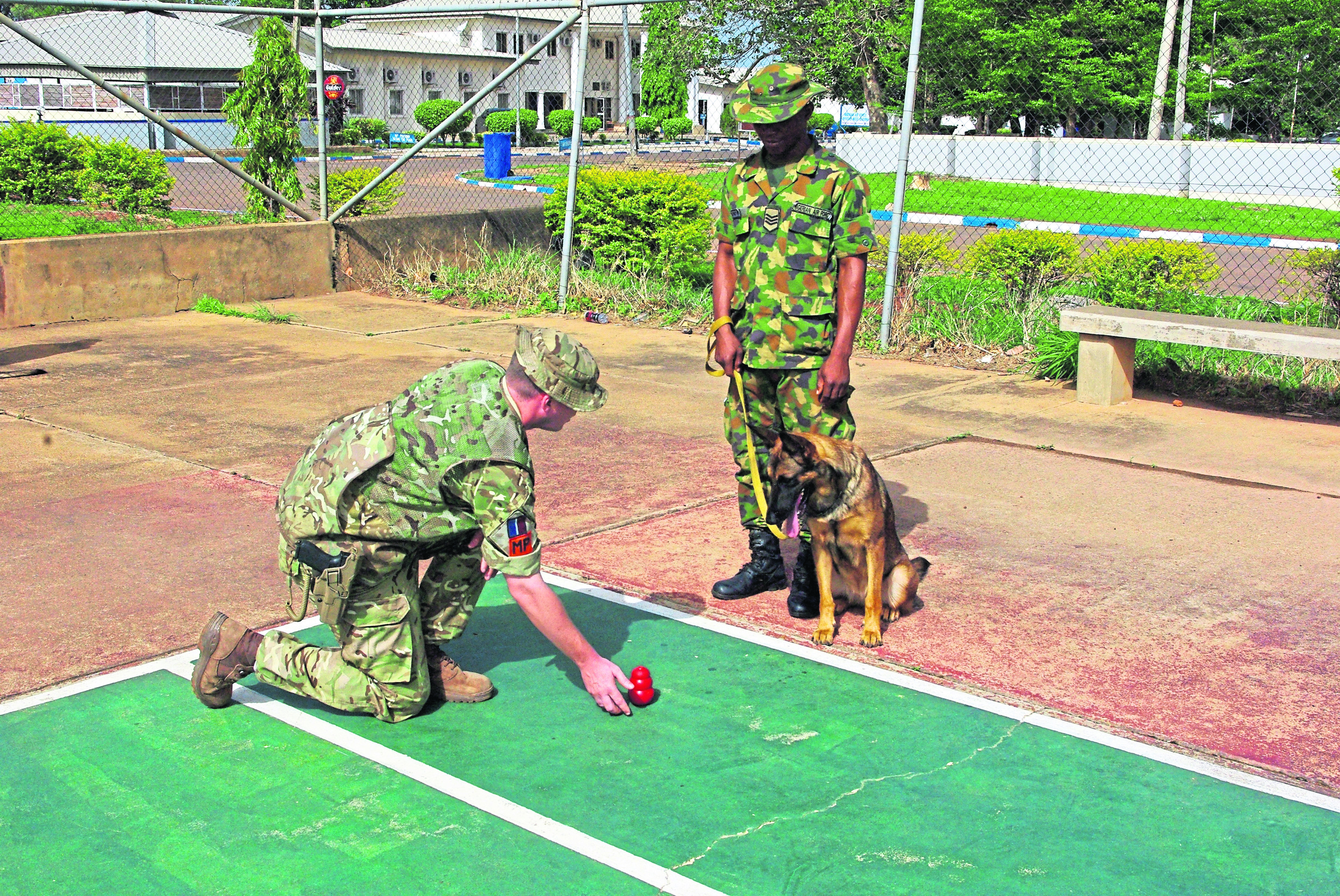 A Royal Airforce Force Police training team is conducting training in Nigeria with the Nigerian Air Force Air police.