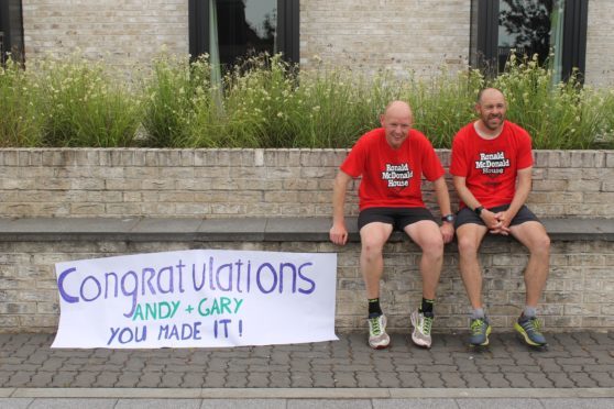 Cpl Andy Price and friend Gary Bell ran from Lossiemouth to Glasgow