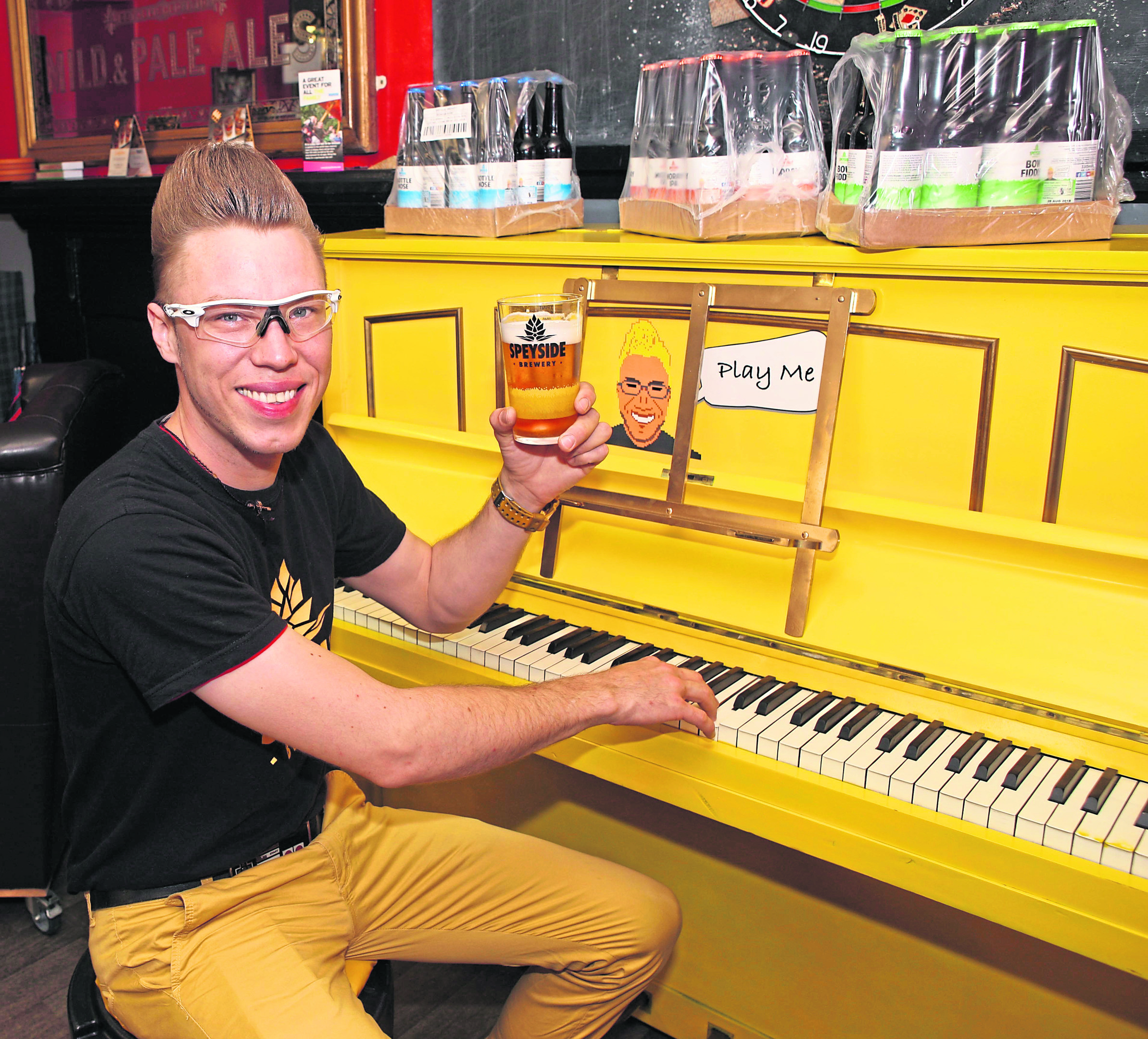 Seb Jones from the Speyside brewery who is delivering pianos to pubs along with his beer.