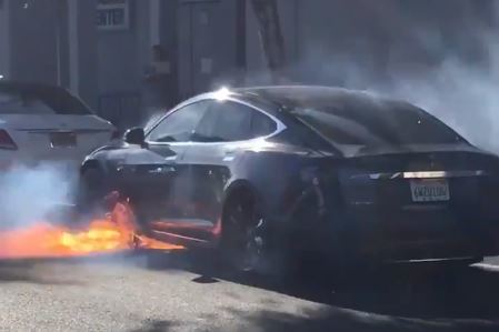 Tesla electric vehicles are less likely to catch fire than fuel-powered cars.
