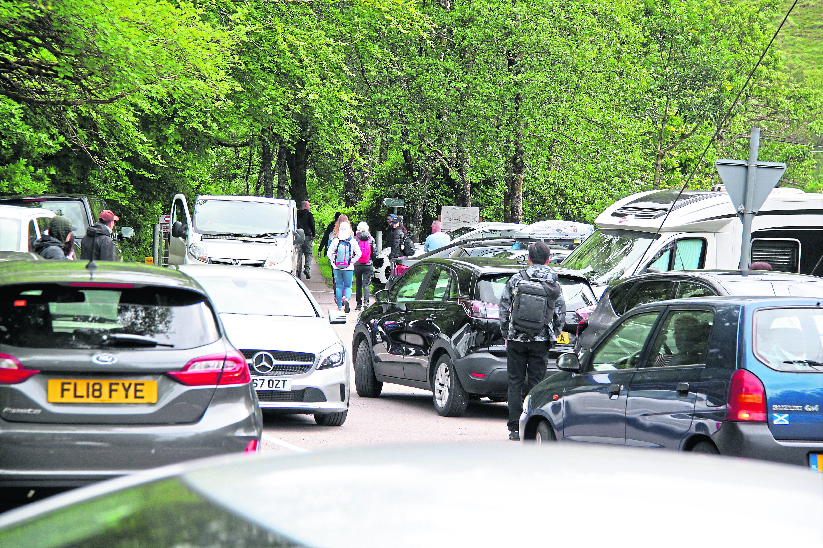 Cars parked at Glenfinnan