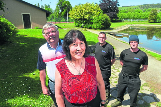 Councillor Graham Mackenzie, Councillor Margaret Patterson, Adam Sutherland and Ian Coyne from Higher Ground