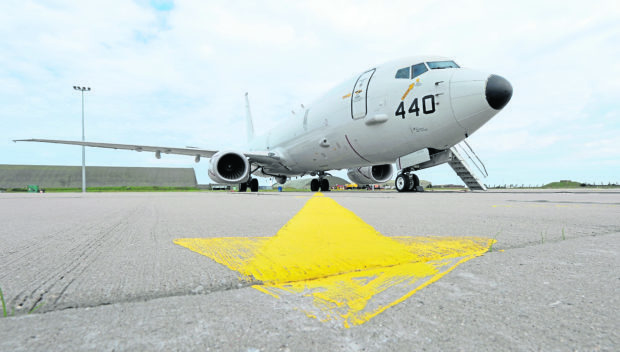 An American Navy Poseidon at RAF Lossiemouth.