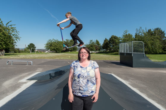 Nicola Paton-Cruikshank with her nephew Marc McHardy at the skatepark.