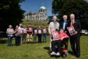 Professor Hugh Pennington, Dame Anne Begg, George Adam and Lewis Macdonald are launching an online petition, on behalf of the local supporters of the Aberdeen Nine.
Picture of (L-R) Lewis Macdonald, Hugh Pennington, George Adam and Anne Begg, with supporters