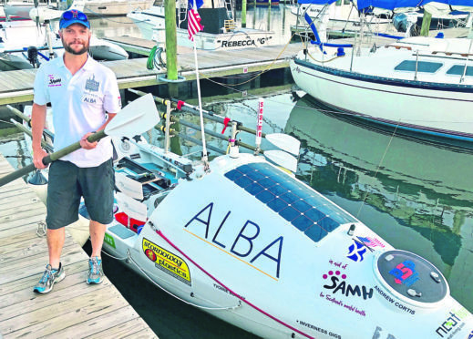 Niall Iain Macdonald before setting off from Norfolk, Virginia on his bid to row all the way to Stornoway