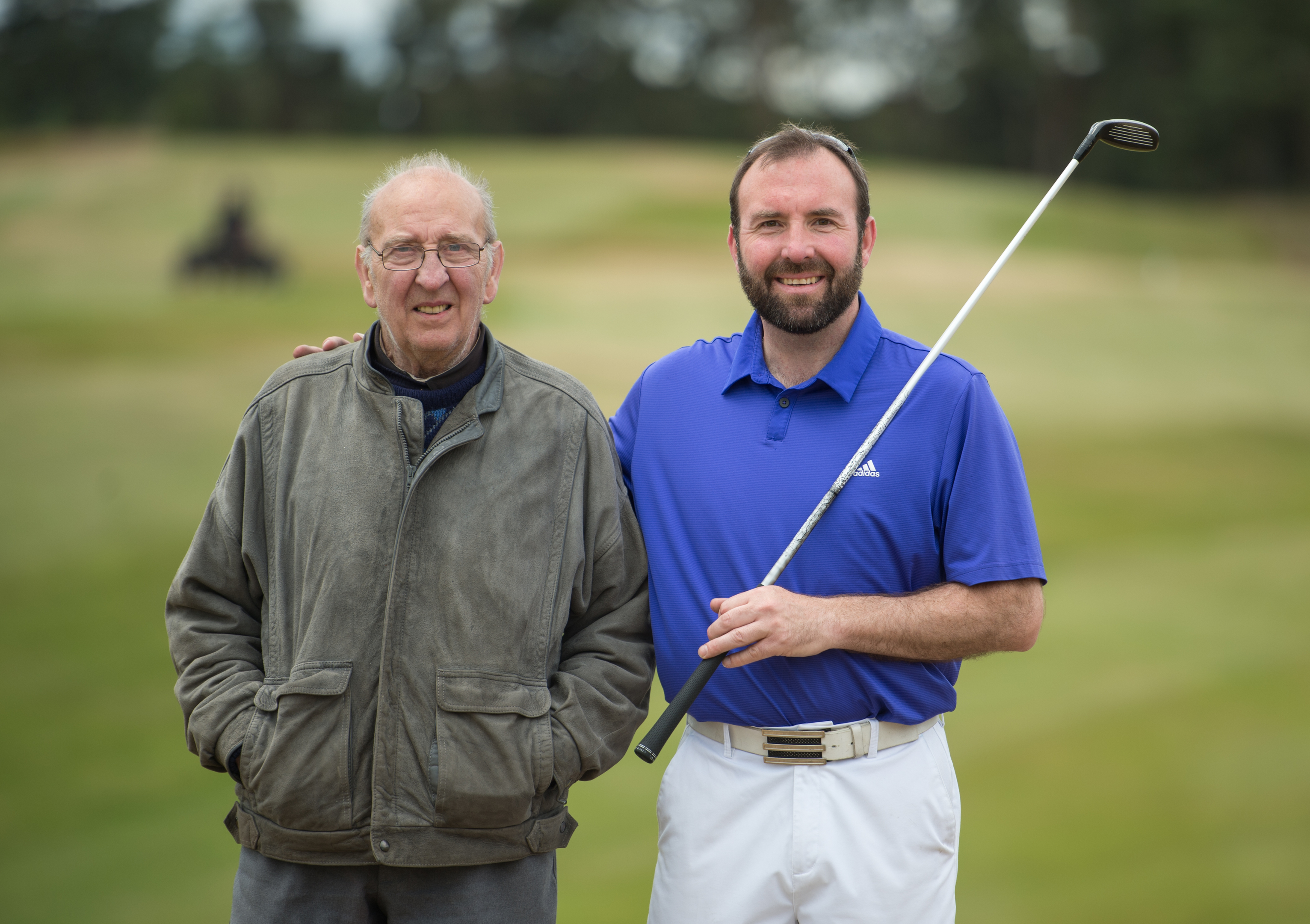 Bryan Fotheringham at Forres Golf Course with his father Richard Fotheringham, also pictured.