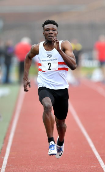 Desmond Ojei in the 100m sprint