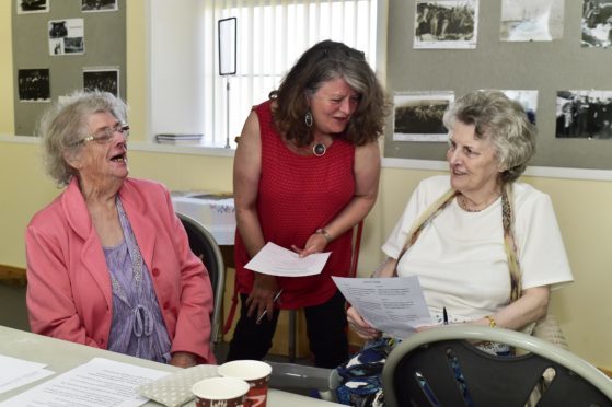 Christine Kydd, centre, at the Blue Toon Voices session over the weekend.