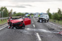 The scene of the crash on the A9 on Friday.