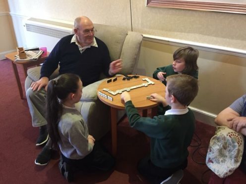 St Modans residents meet South Park Primary students.