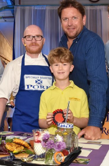 Primary Schools Packed Lunch Competition winner was Rayne North schoool - Lewis Shannon, 8 with judge former Masterchef winner Gary Maclean and James Martin.