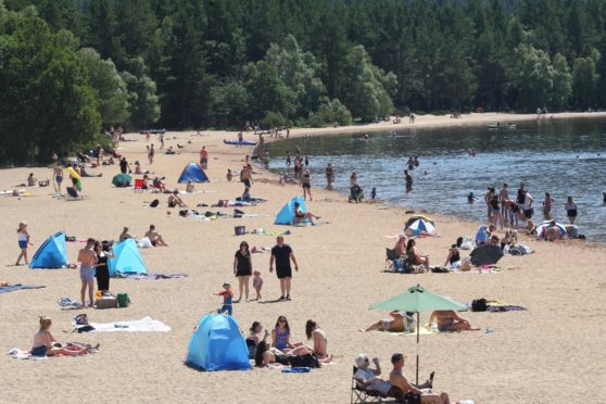 The beach at Loch Morlich, near Aviemore,