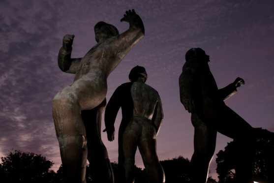 The Piper Alpha Memorial statue at Hazlehead Park, Aberdeen.