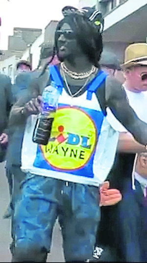 A man dressed up as 'Lidl Wayne' at Wick Gala.
From YouTube