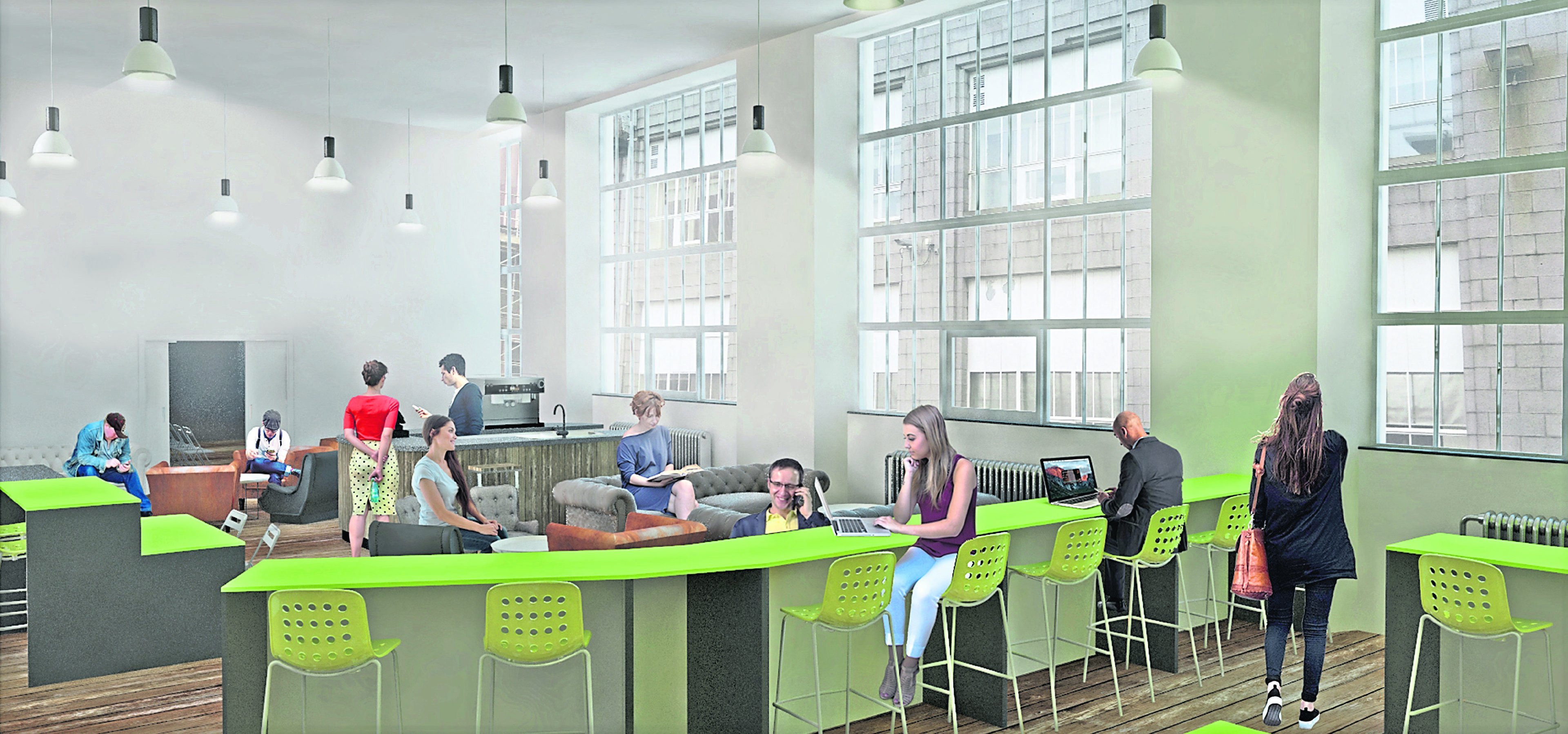 An artist’s impression of the One Digital and Entrepreneurship Hub in the old RGU administration building.