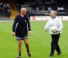 Craig Brown shares a laugh with Jim Duffy during a friendly between Dundee and Preston.