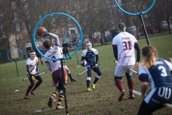 A London-based Quidditch team in action. (Photo by Jack Taylor/Getty Images)