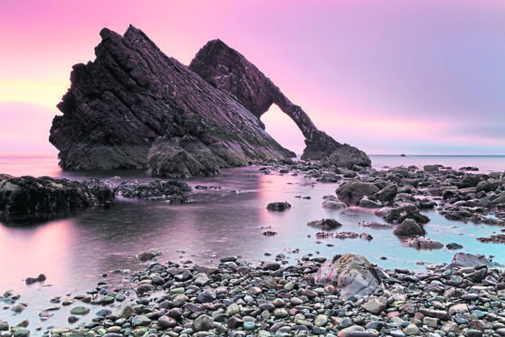 Bow Fiddle Rock, at Portknockie.