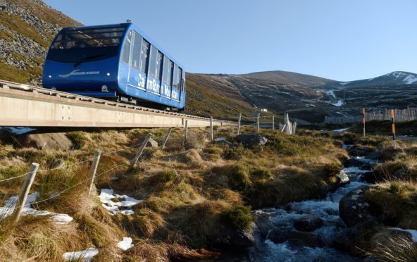 The funicular railway at Cairngorm Mountain.