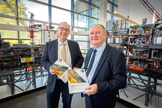 Paul de Leeuw, of the RGU Oil and Gas Institure, left, with John McDonald, of OPITO>