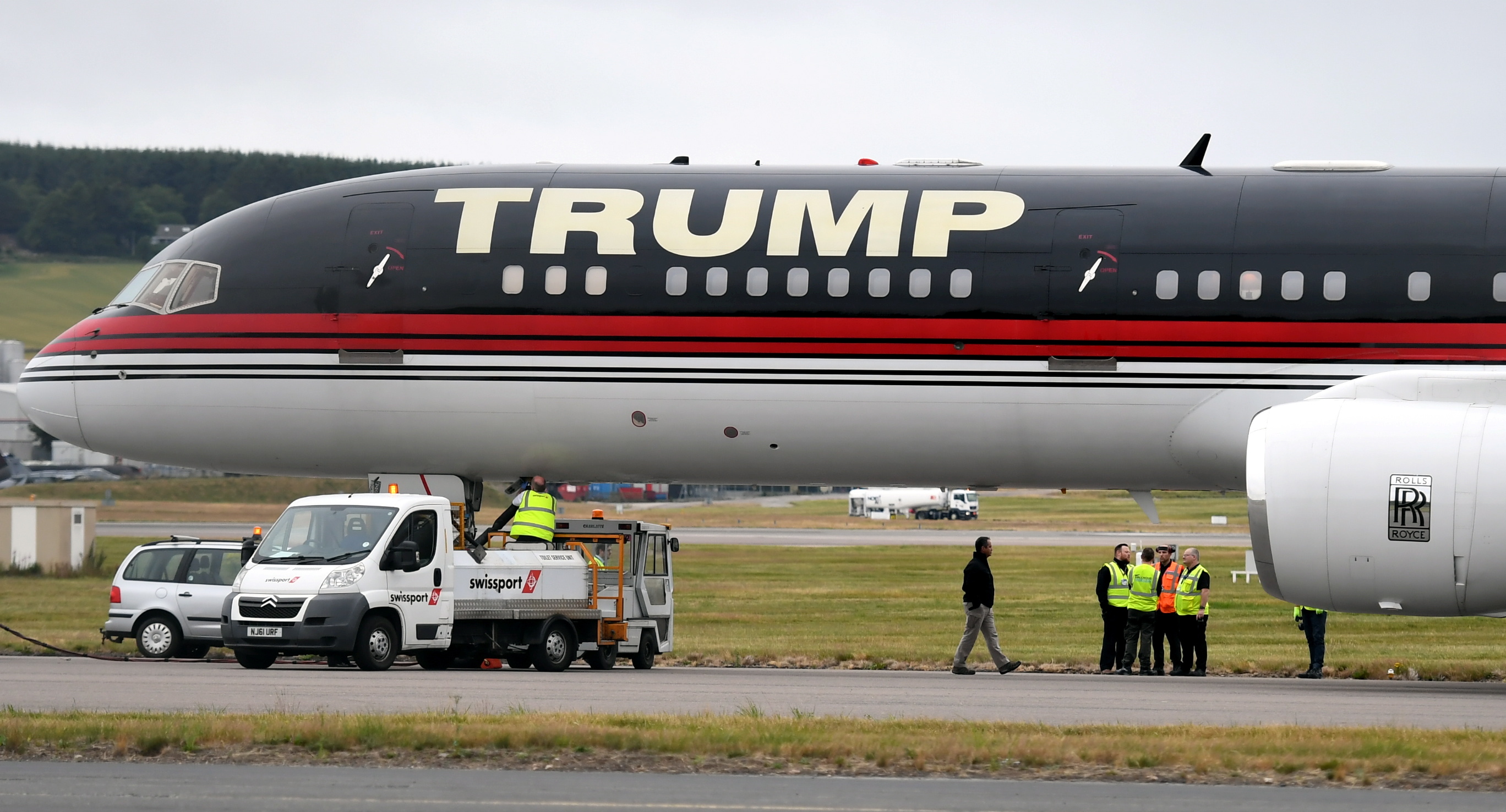 Donald Trump's private jet at Aberdeen Airport.
Picture by Chris Sumner.