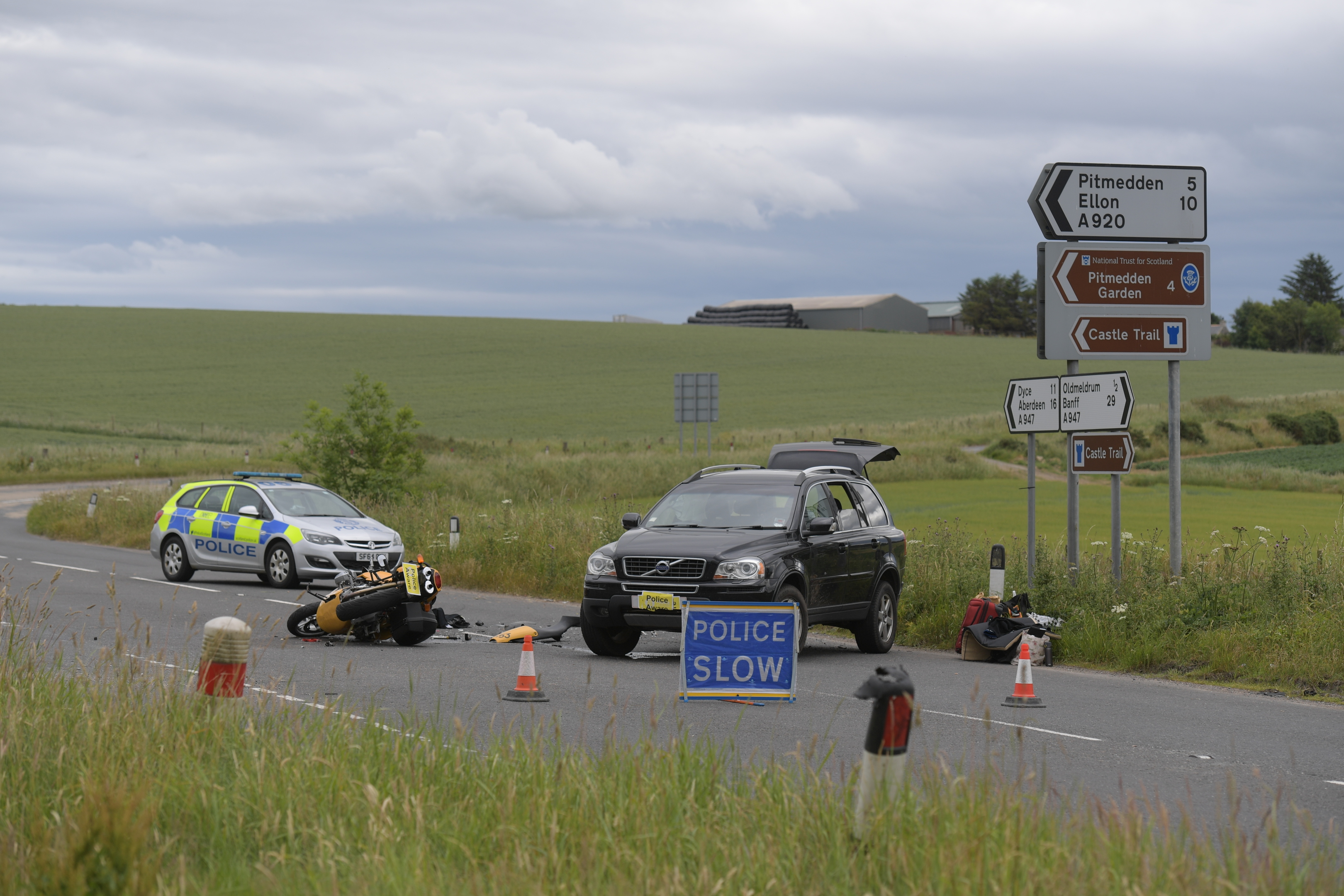 Scene of the crash on the A947.