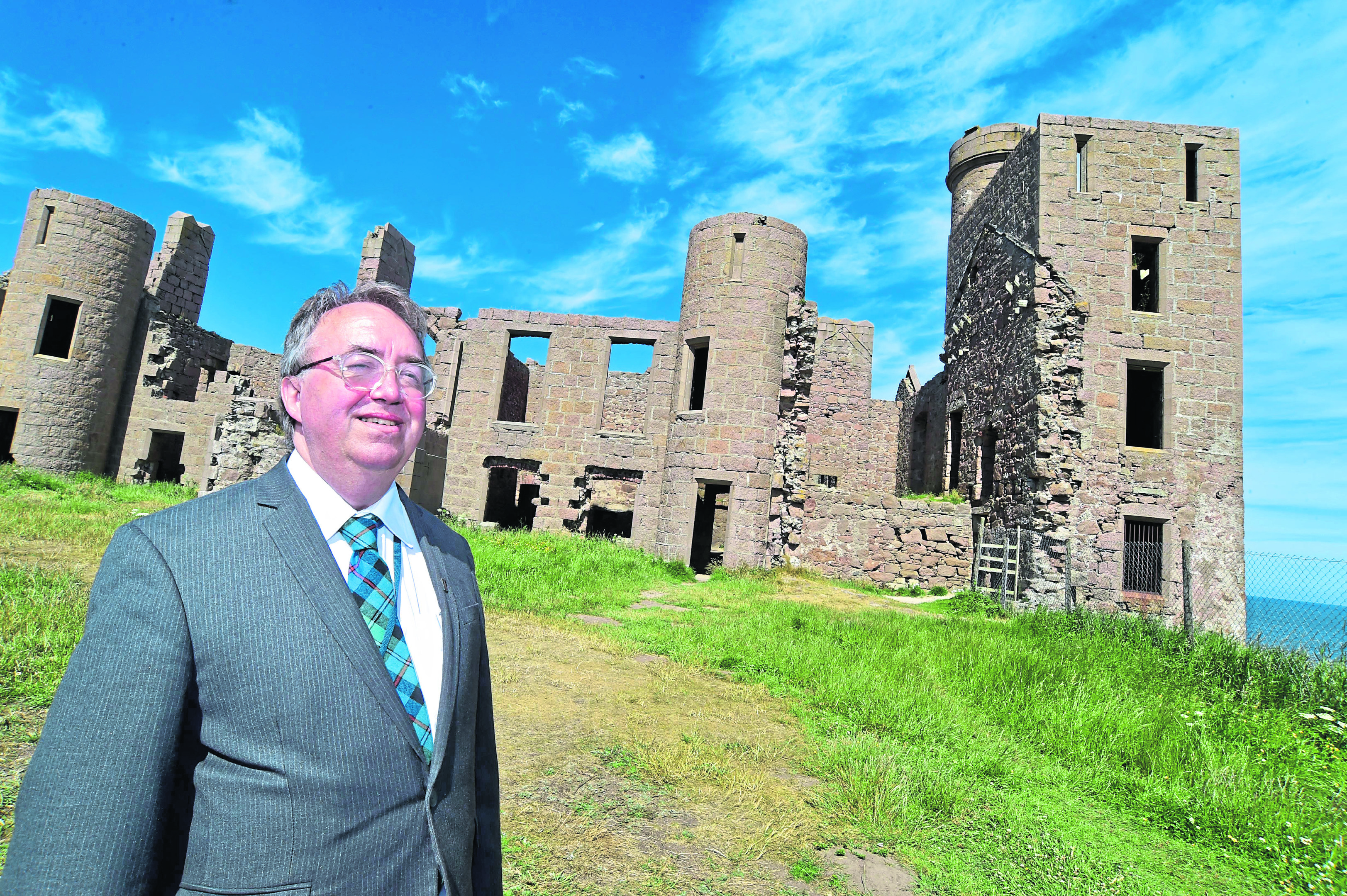 Councillor Stephen Calder at Slains Castle.