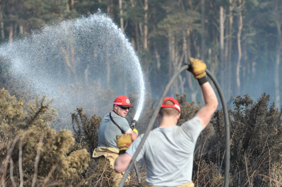 Fire crews have been attending to pockets of gorse fire between Covesea and Hopeman in Moray.