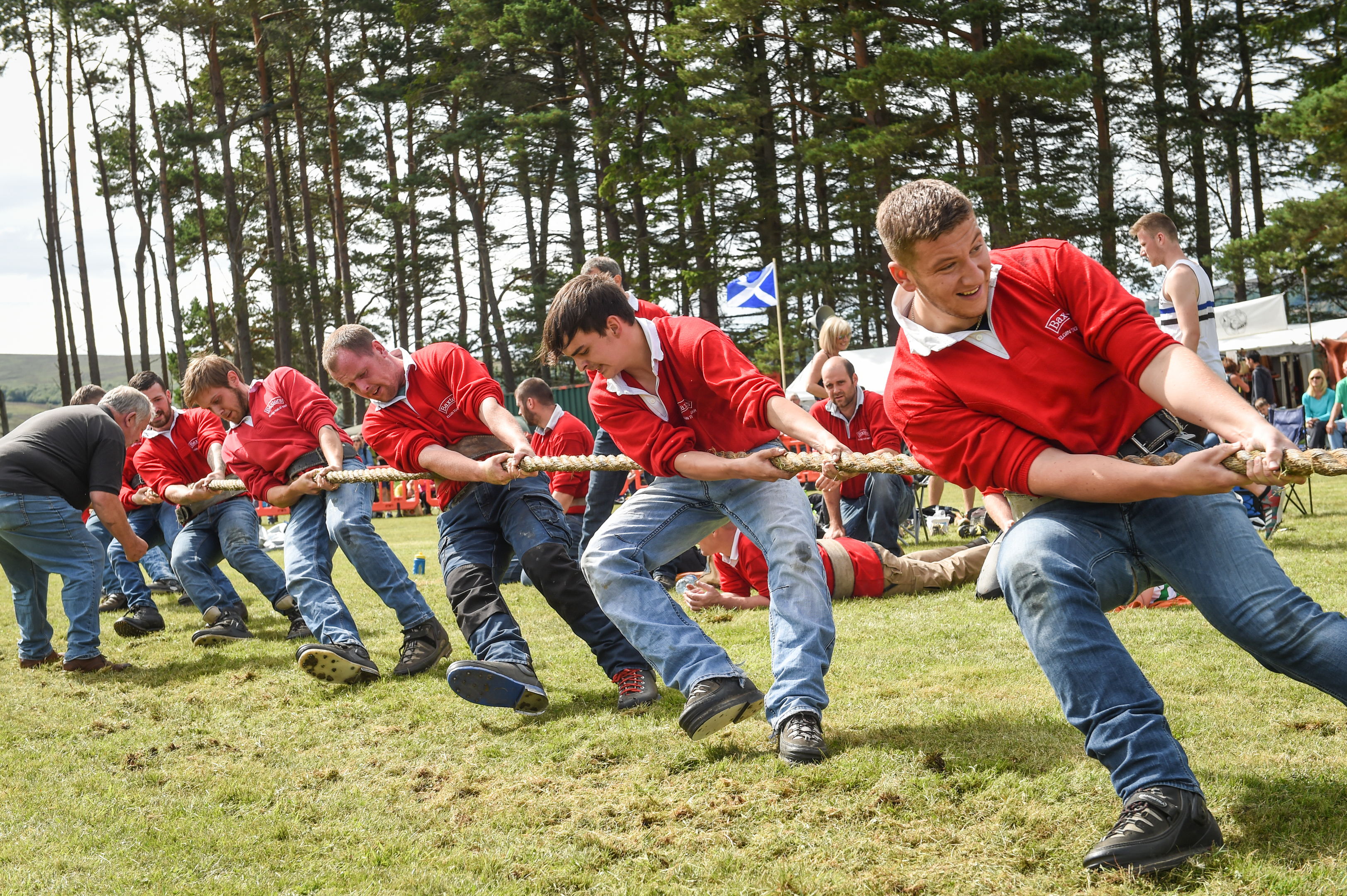 Elgin's tug of war team in action at the Tomintoul Highland Games. Picture by Jason Hedges.