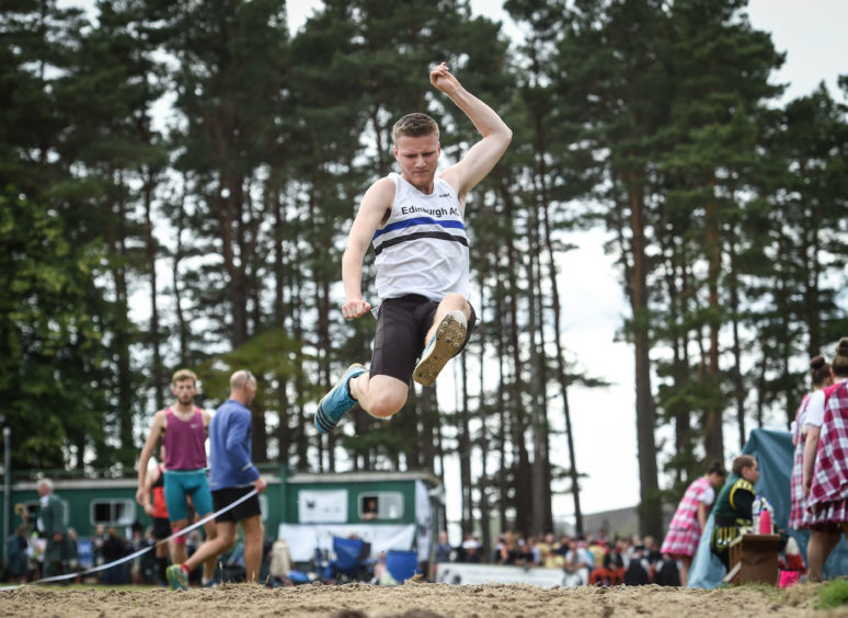 Picture by JASON HEDGES 

Pictures show the sporting events of Tomintoul, 2018 Highland Games.

Picture: Findlay Donegal from Elgin wins Tripple Jump!