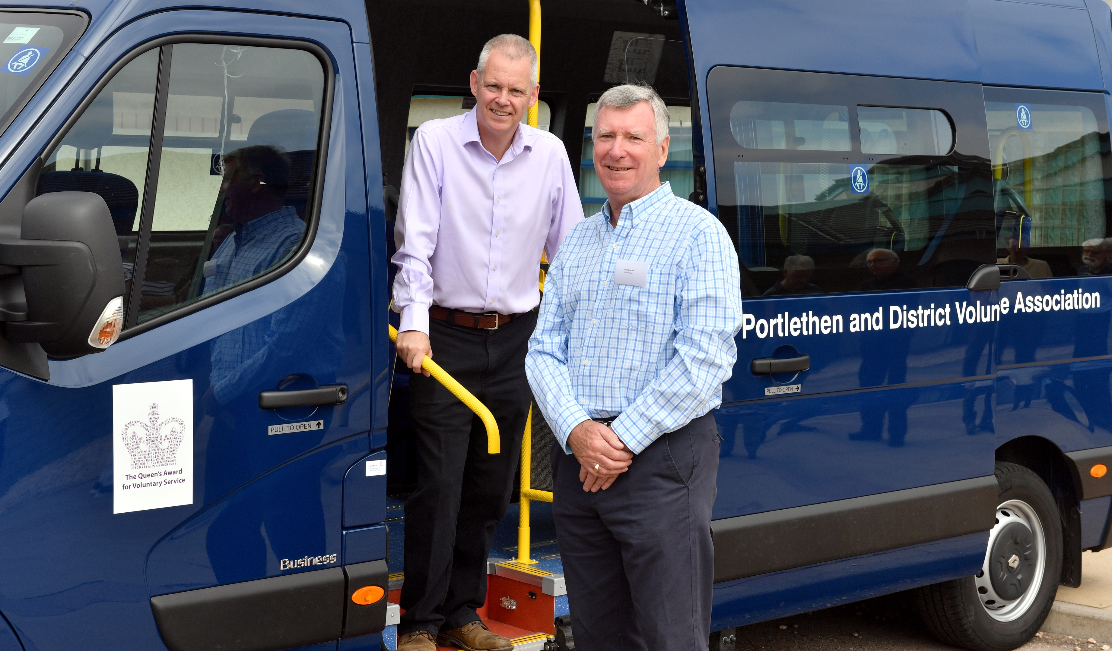 Portlethen and District Voluntary Community Ambulance Association have after a year fundraising taken delivery of their new vehicle.    
Pictured - Dr Graham Miller (left) and Association Chairperson Colin Stratton with the new ambulance.     
Picture by Kami Thomson.