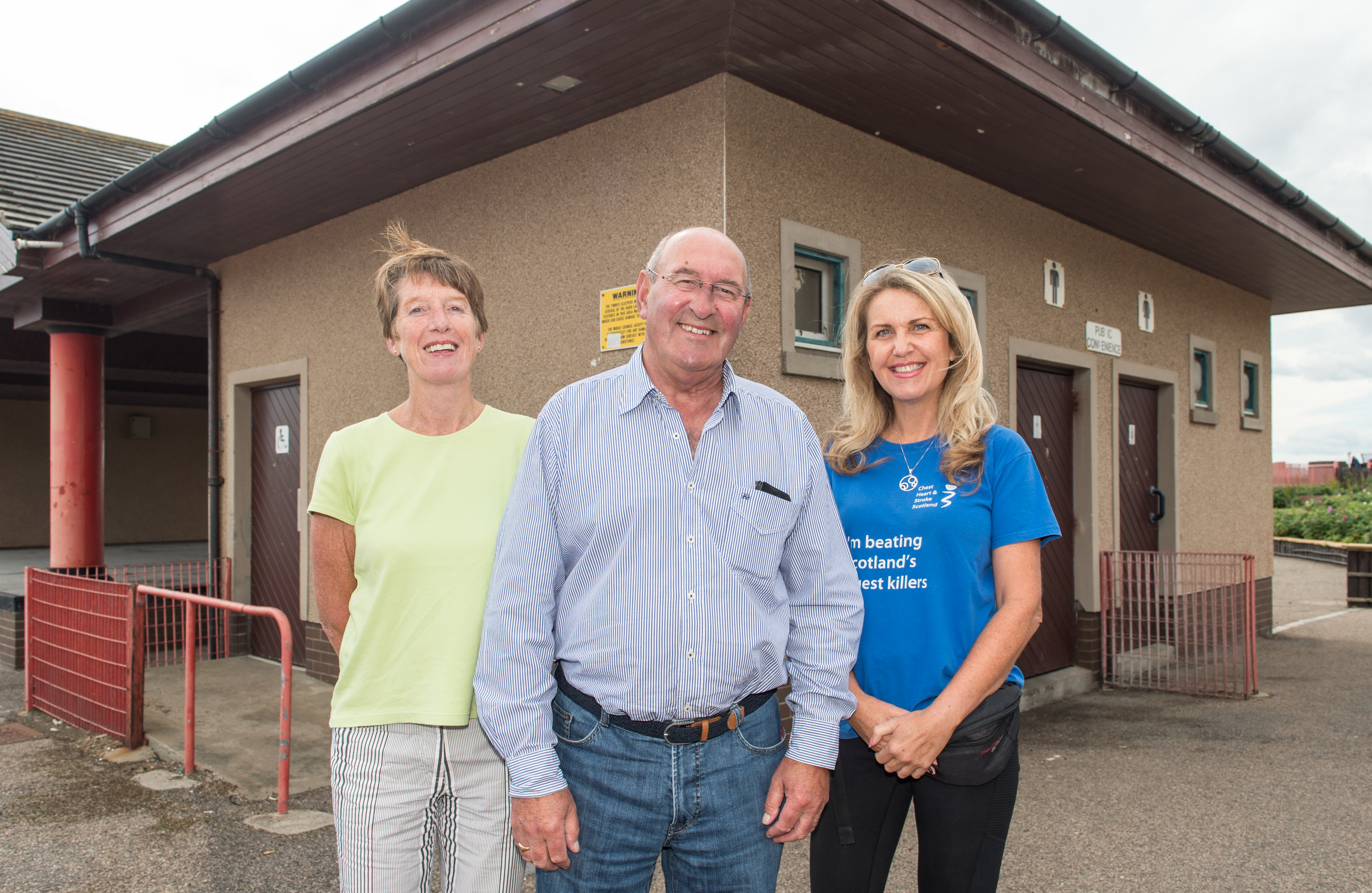 Lossiemouth Community Council members Marian Evansr, Mike Mullholland, and Carolle Ralph at the Station Park toilets.