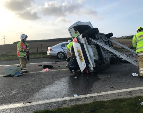 The crash on the A90 near the Toll of Birness on April 5 2017.
