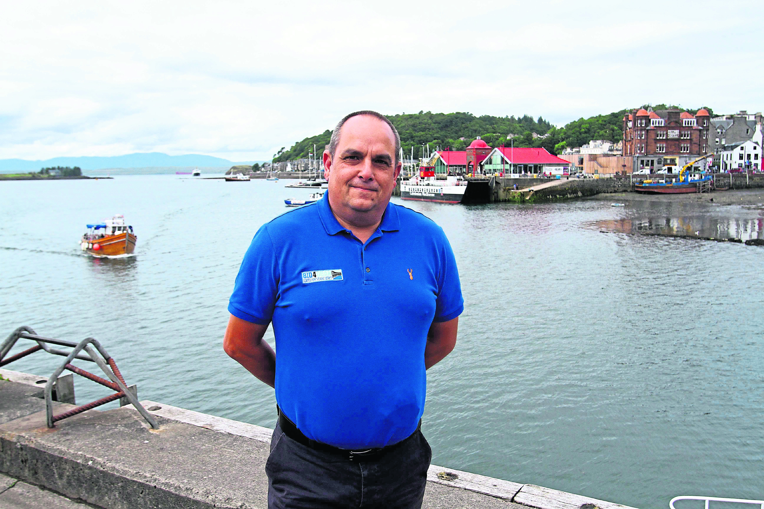 Andy Spence Chief Executive on the south pier oban looking across oban bay picture kevin mcglynn