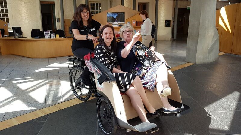 Kate Forbes MSP tries out the trishaw