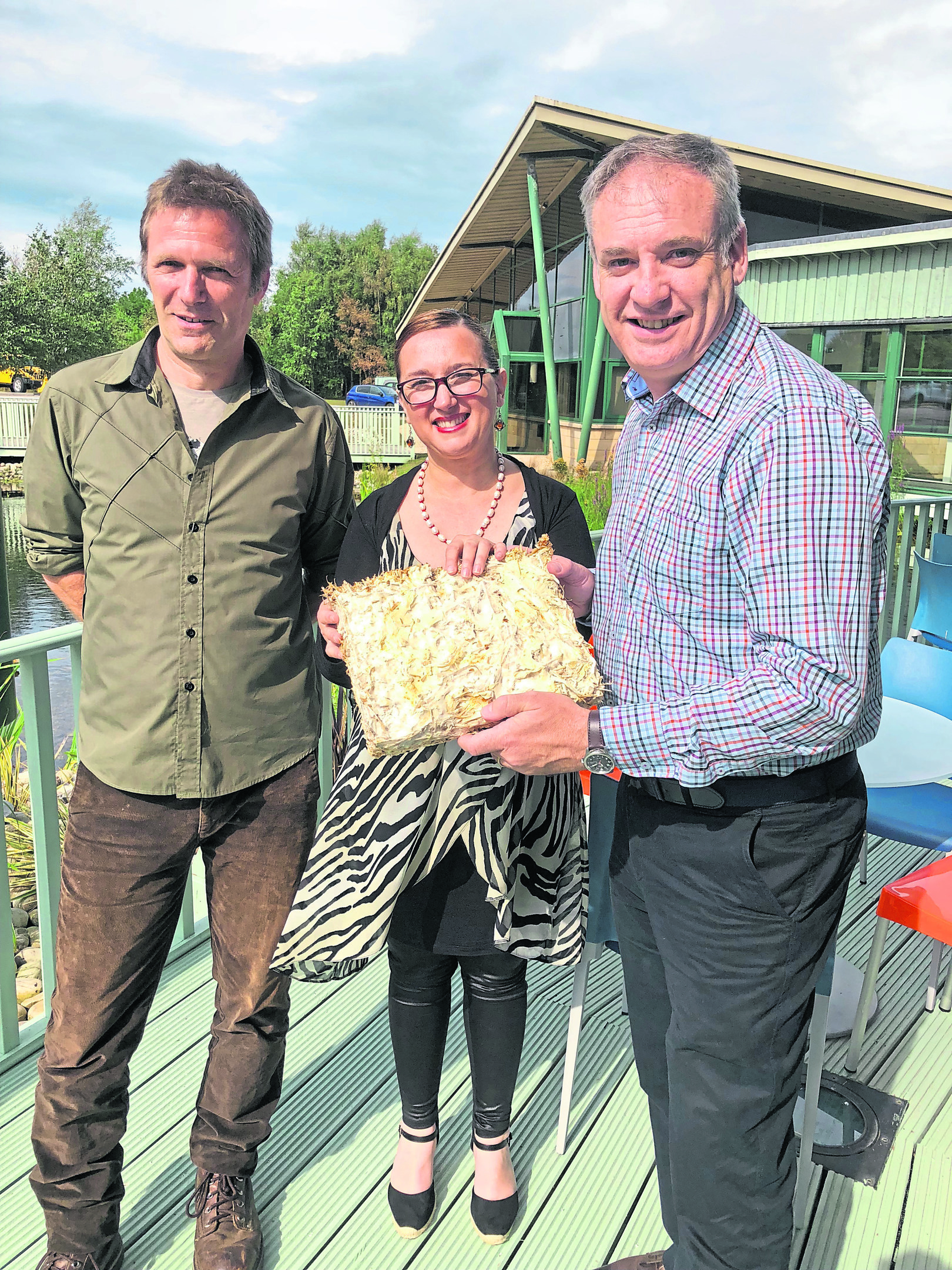 Richard Lochhead with Aurora chief executive Iain Findlay and Co-founder Isabella Guerrini de Claire.